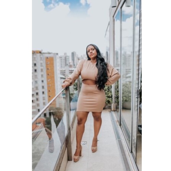 Camel Cut Out Waist Mini Dress - Picture 9 of 10